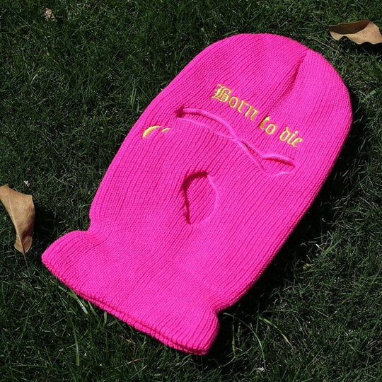 Cagoule fluo rose 3 trous brodée